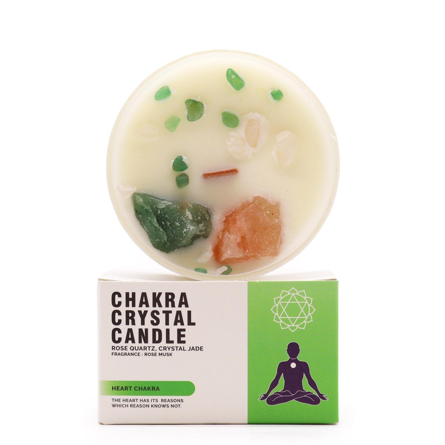 Bougie de cristal - Chakra du Cœur