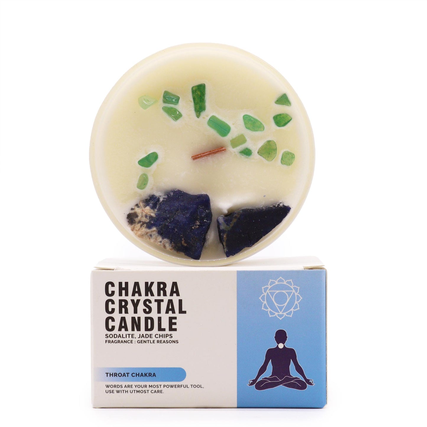 Bougie de cristal - Chakra de la Gorge