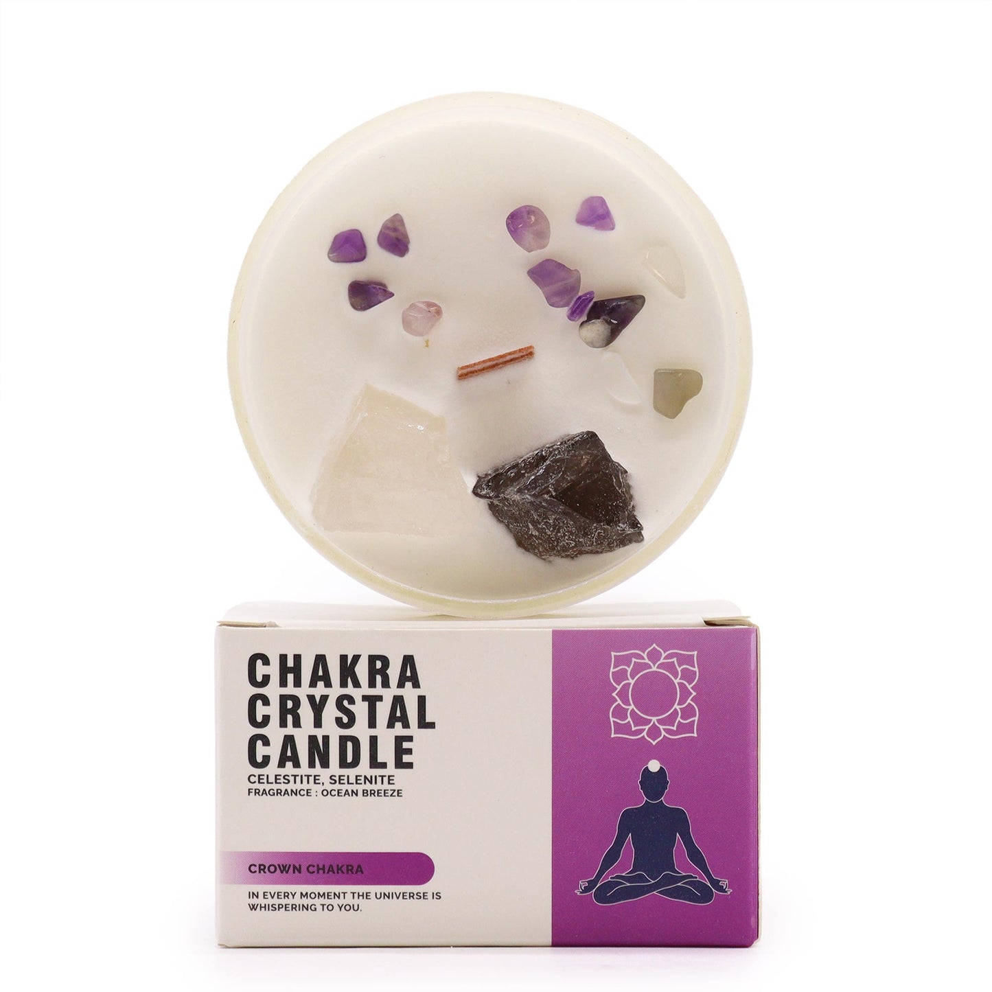 Bougie de cristal - Chakra de la Couronne