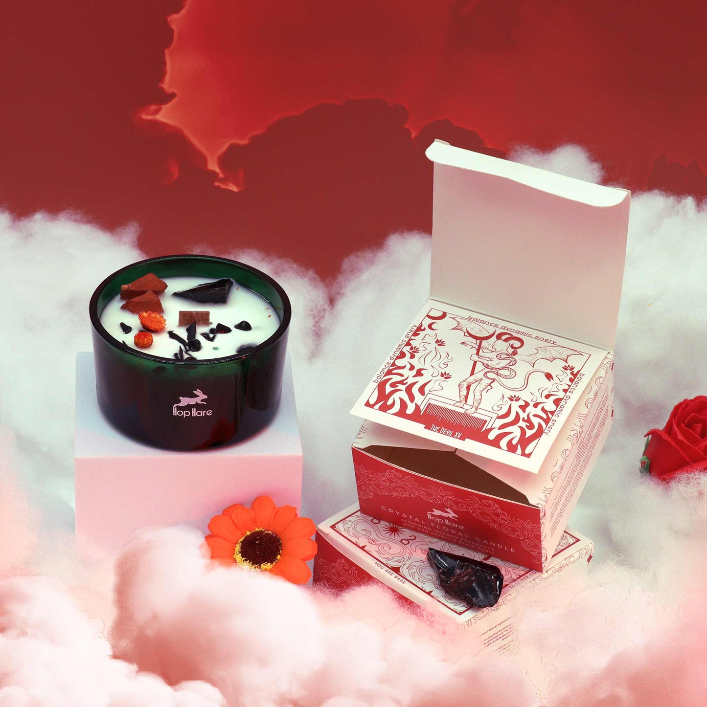 Bougie magique en cristal avec fleurs et gemmes - Le Diable