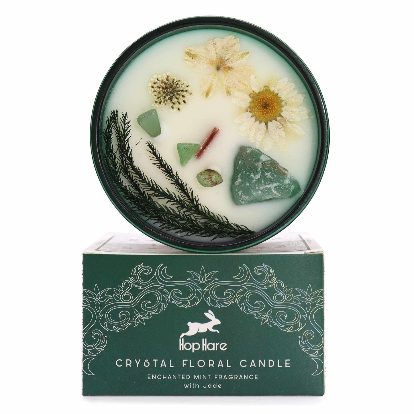 Bougie magique en cristal avec fleurs et gemmes - Le Magicien