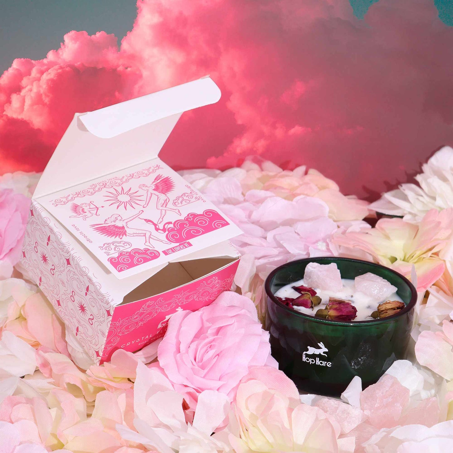 Bougie magique en cristal avec fleurs et gemmes - Les Amoureux