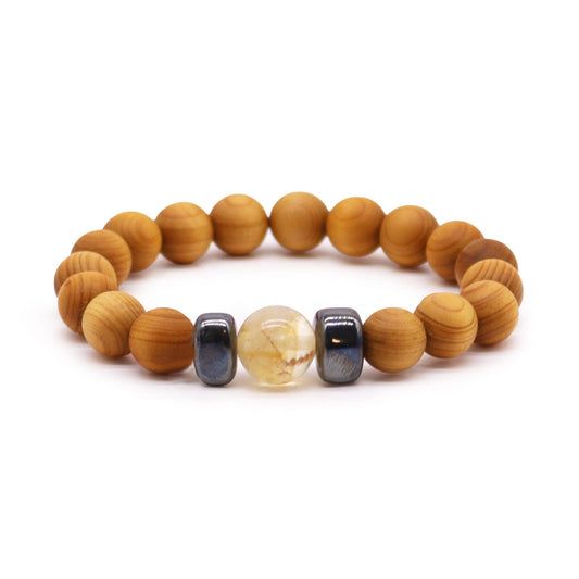 Bracelet en Bois de cèdre et Citrine pour homme