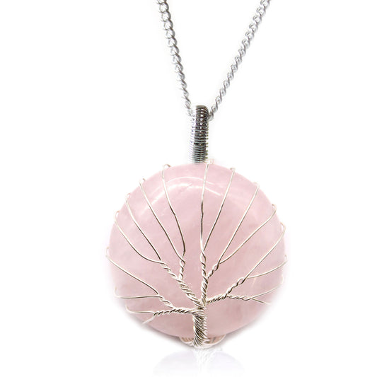 Collier Arbre de vie – Quartz rose