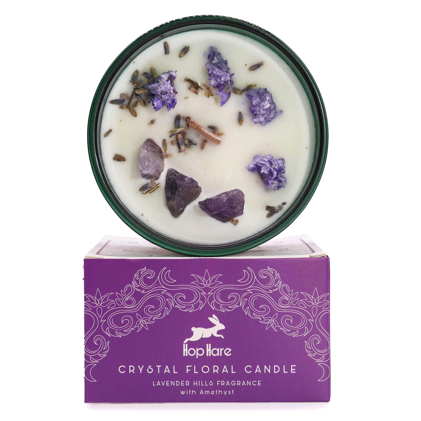 Bougie magique en cristal avec fleurs et gemmes - La Lune