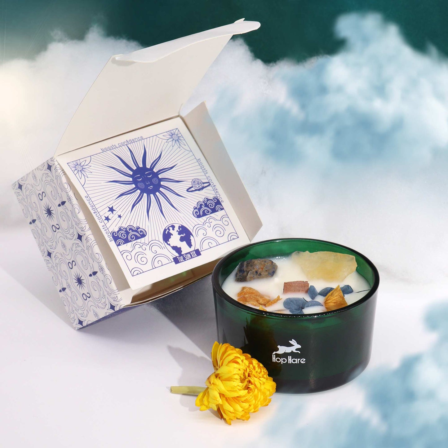 Bougie magique en cristal avec fleurs et gemmes - Le Soleil
