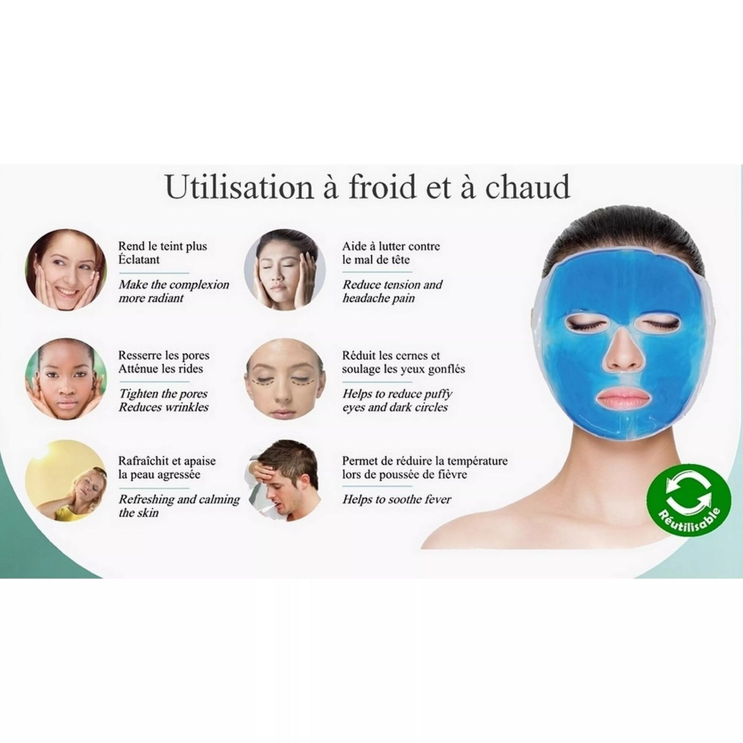 Masque gel thermothérapeutique - Relaxation thérapie par le chaud ou le froid