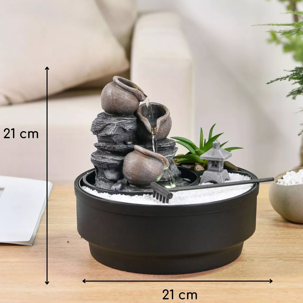 Jardin Zen & Fontaine d'intérieur – Oasis (21 cm)