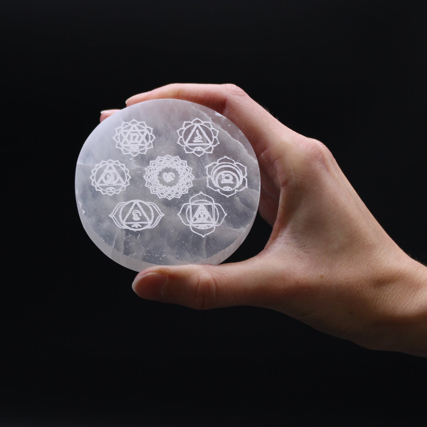 Disque de recharge en sélénite – Chakras
