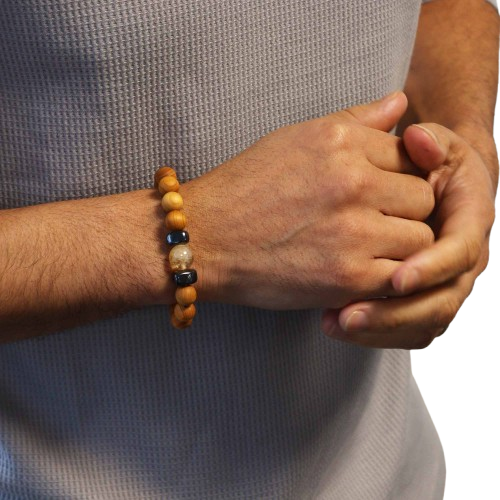 Bracelet en Bois de cèdre et Citrine pour homme