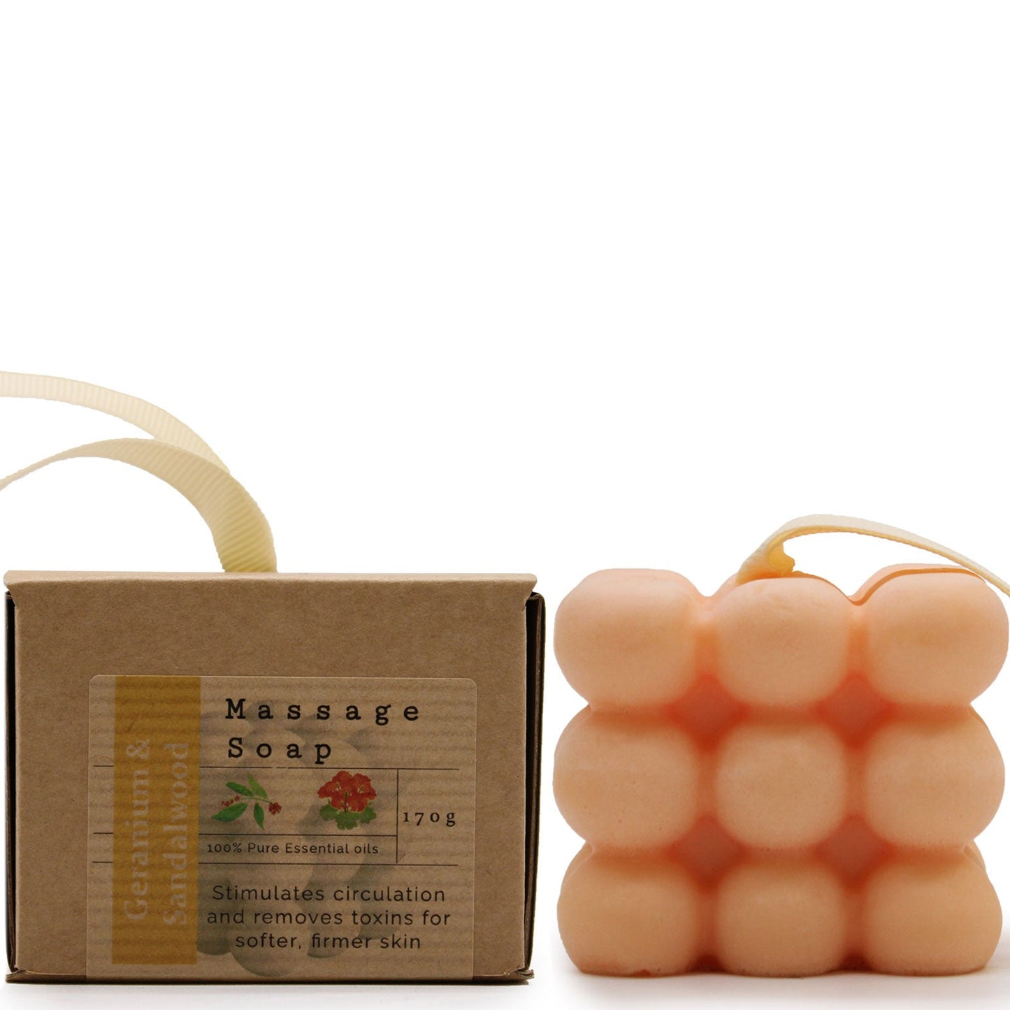 Savon de massage - GÉRANIUM & BOIS DE SANTAL - 170 g