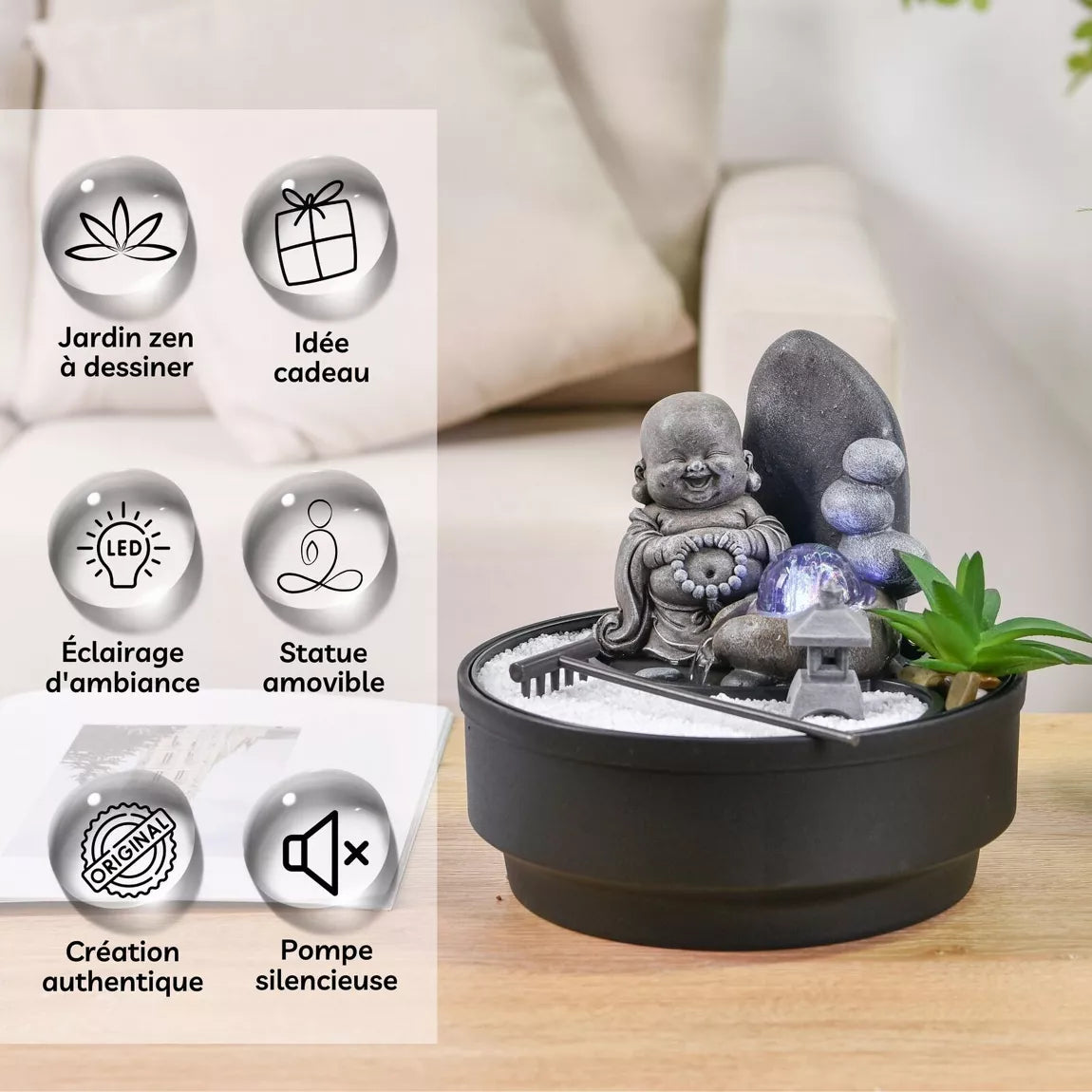 Jardin Zen & Fontaine d'intérieur – Sikhi (21 cm)