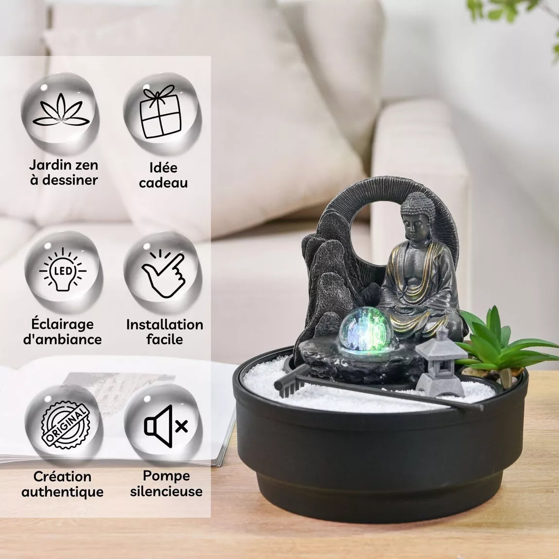Jardin Zen & Fontaine d'intérieur – Sumana (21 cm)
