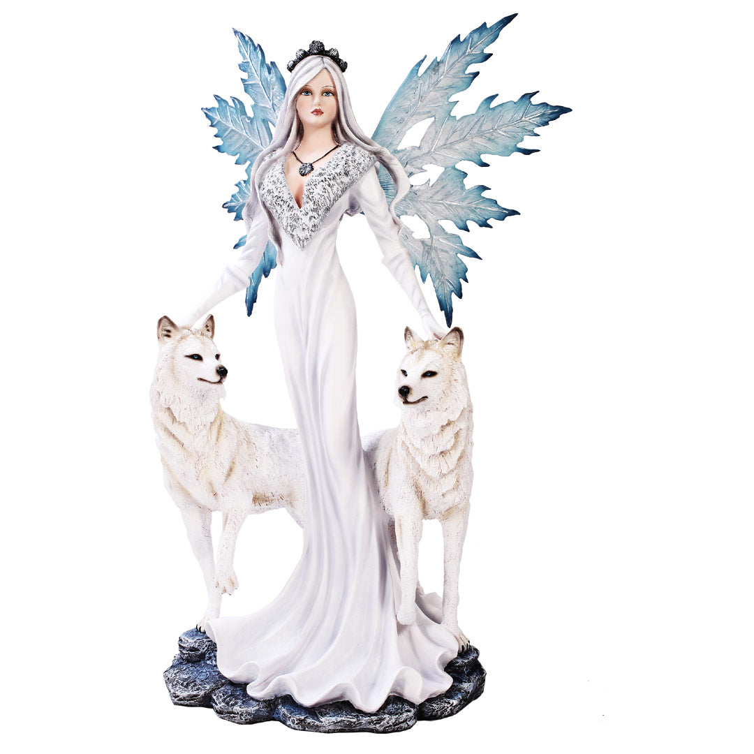 🐺 La Gardienne des Loups Blancs - Fée de protection & de guidance (40x25x60 cm)