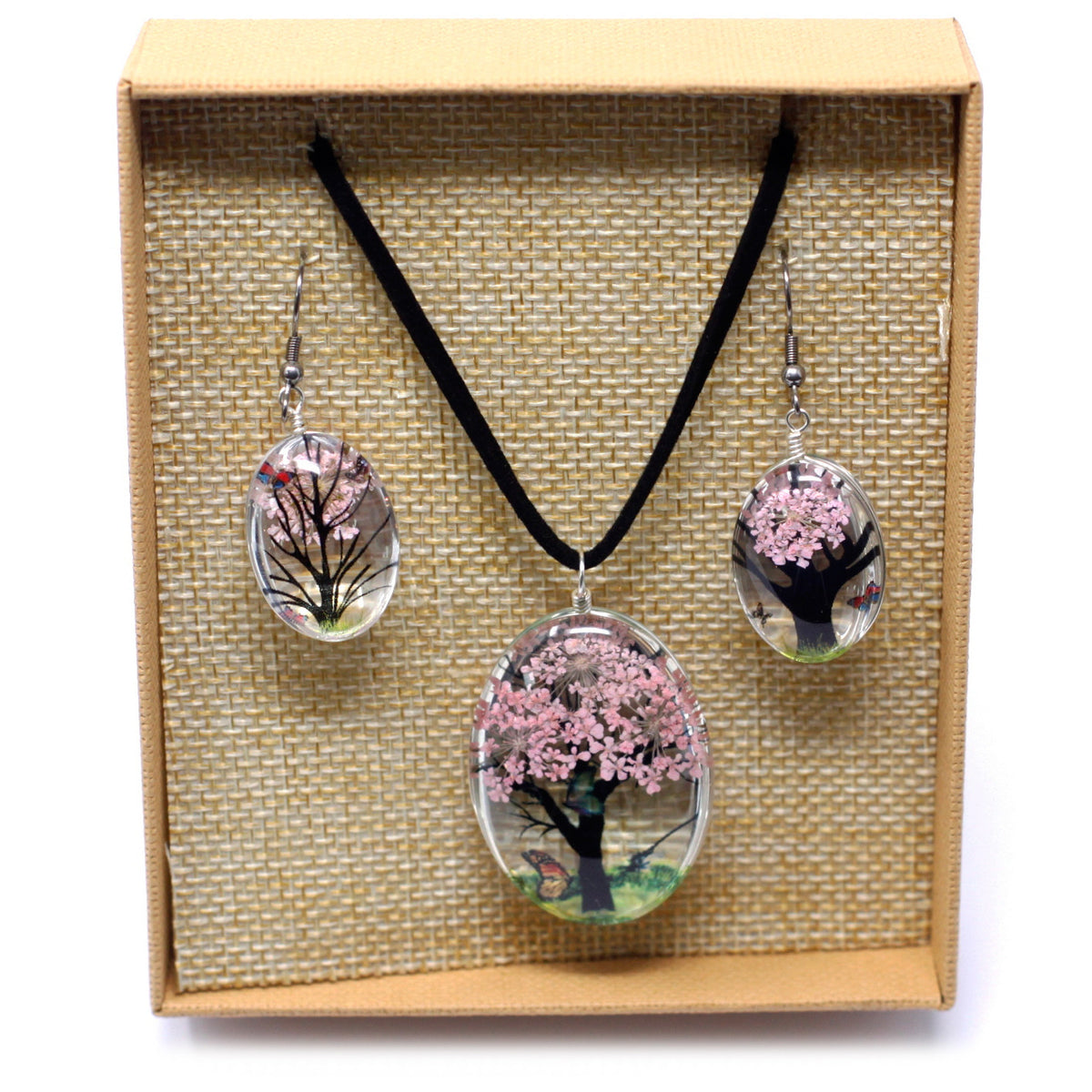 Bijoux en fleurs pressées véritables - Arbre de vie (plusieurs variantes)