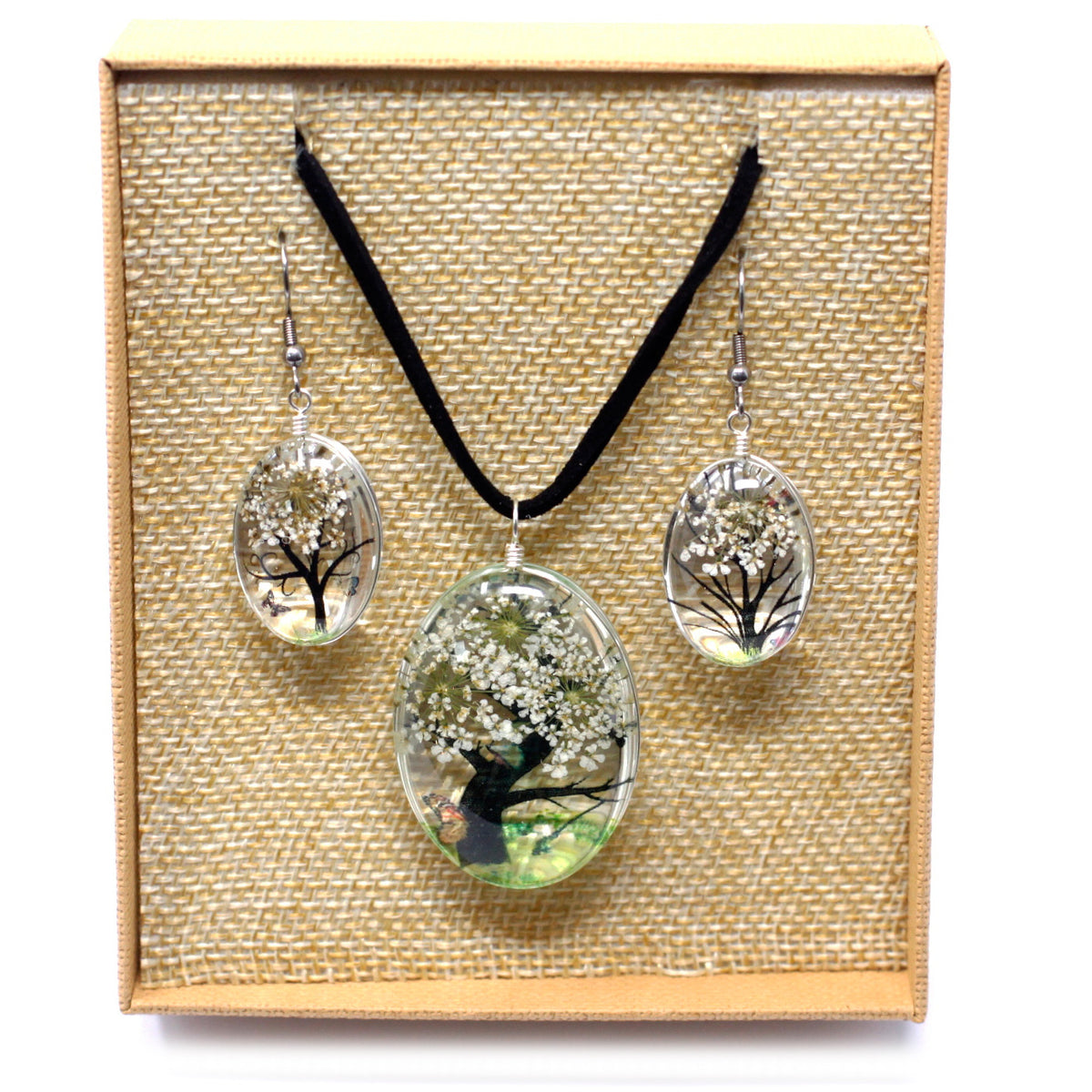 Bijoux en fleurs pressées véritables - Arbre de vie (plusieurs variantes)