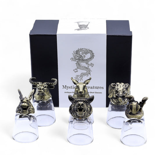 Coffret 6 Verres à shot bottom up (50 ml) - Créatures mystiques - Bronze antique