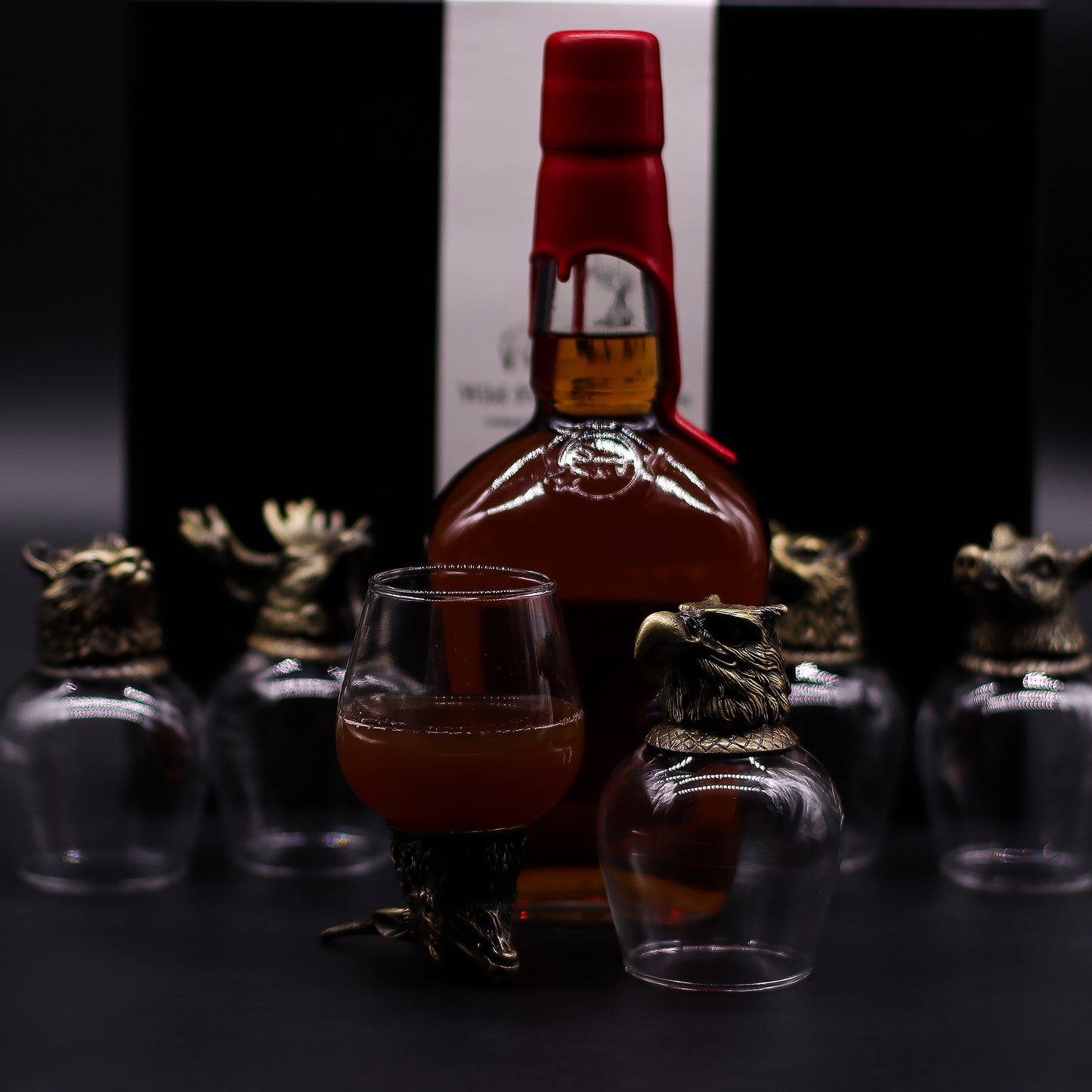 Coffret 6 Verres à shot bottom up (100 ml) - Créatures sauvages de la forêt - Bronze antique