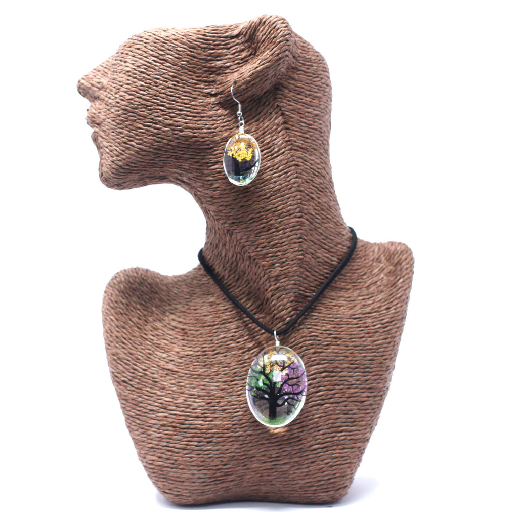 Bijoux en fleurs pressées véritables - Arbre de vie (plusieurs variantes)
