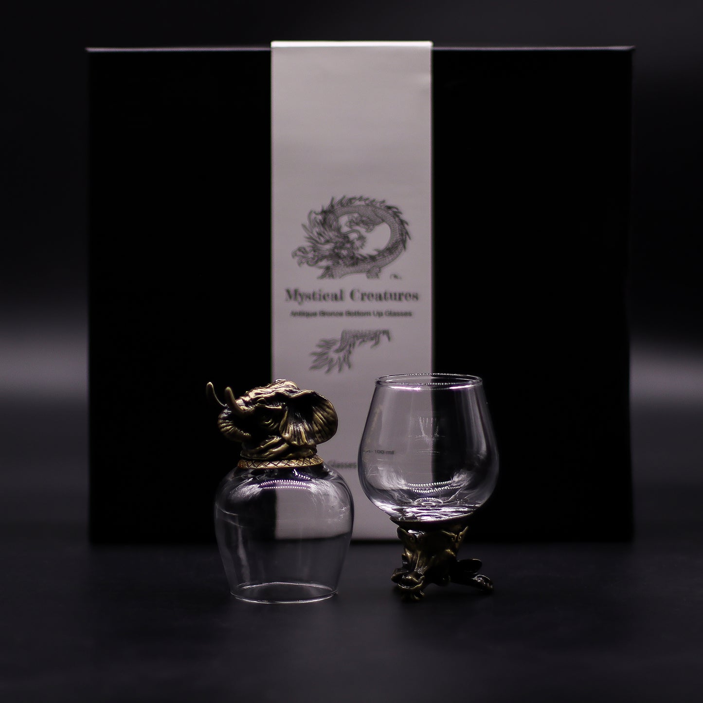 Coffret 6 Verres à shot bottom up (100 ml) - Créatures mystiques - Bronze antique