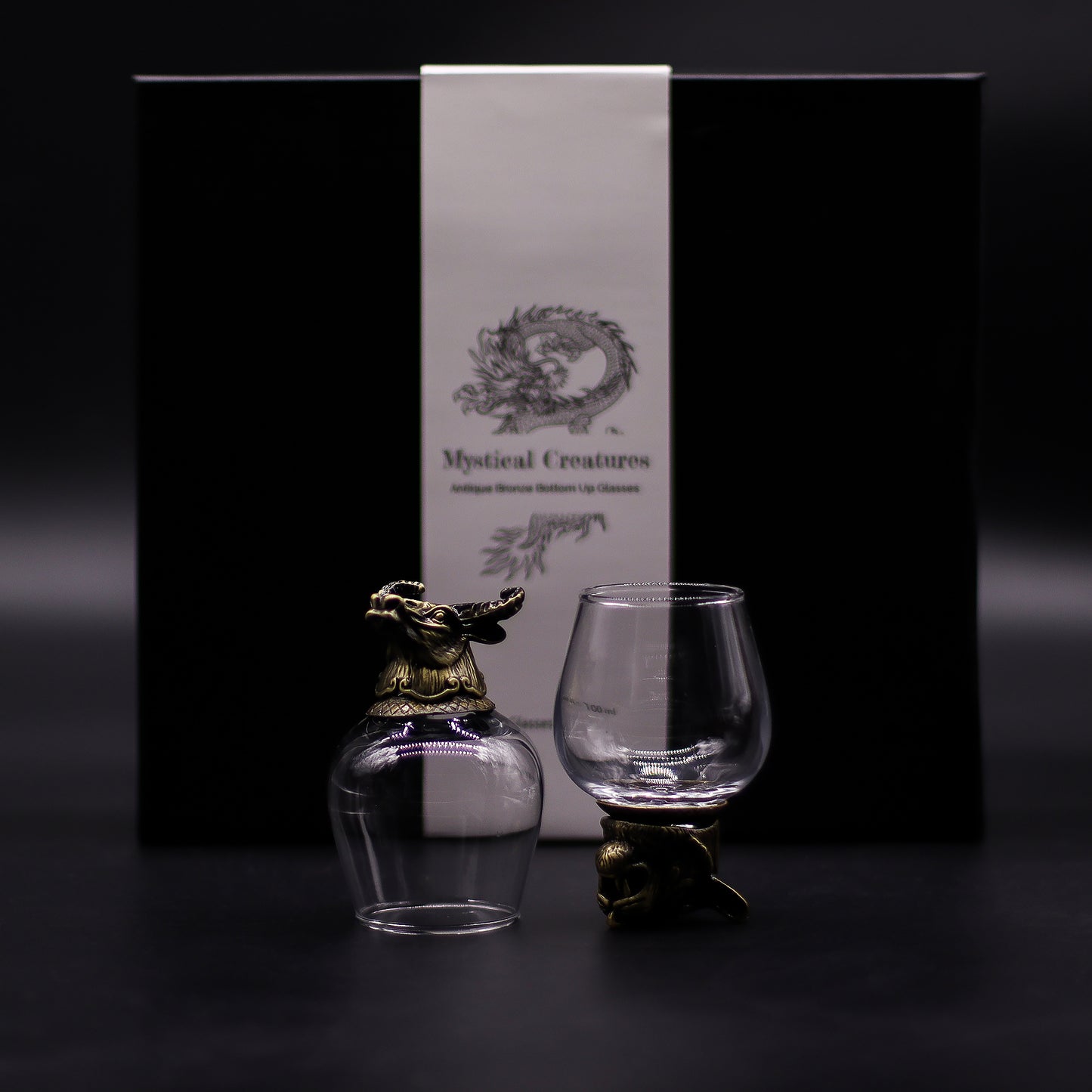 Coffret 6 Verres à shot bottom up (100 ml) - Créatures mystiques - Bronze antique