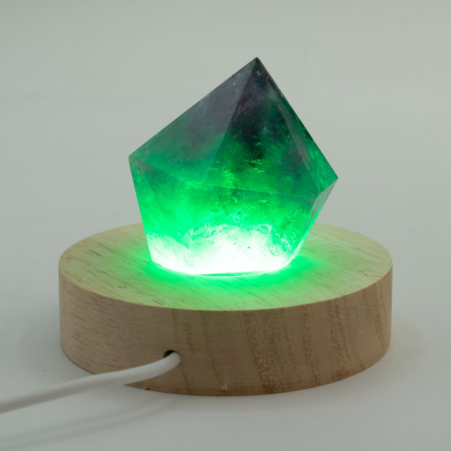 Socle LED USB en bois pour cristaux et objets déco - Plusieurs variantes