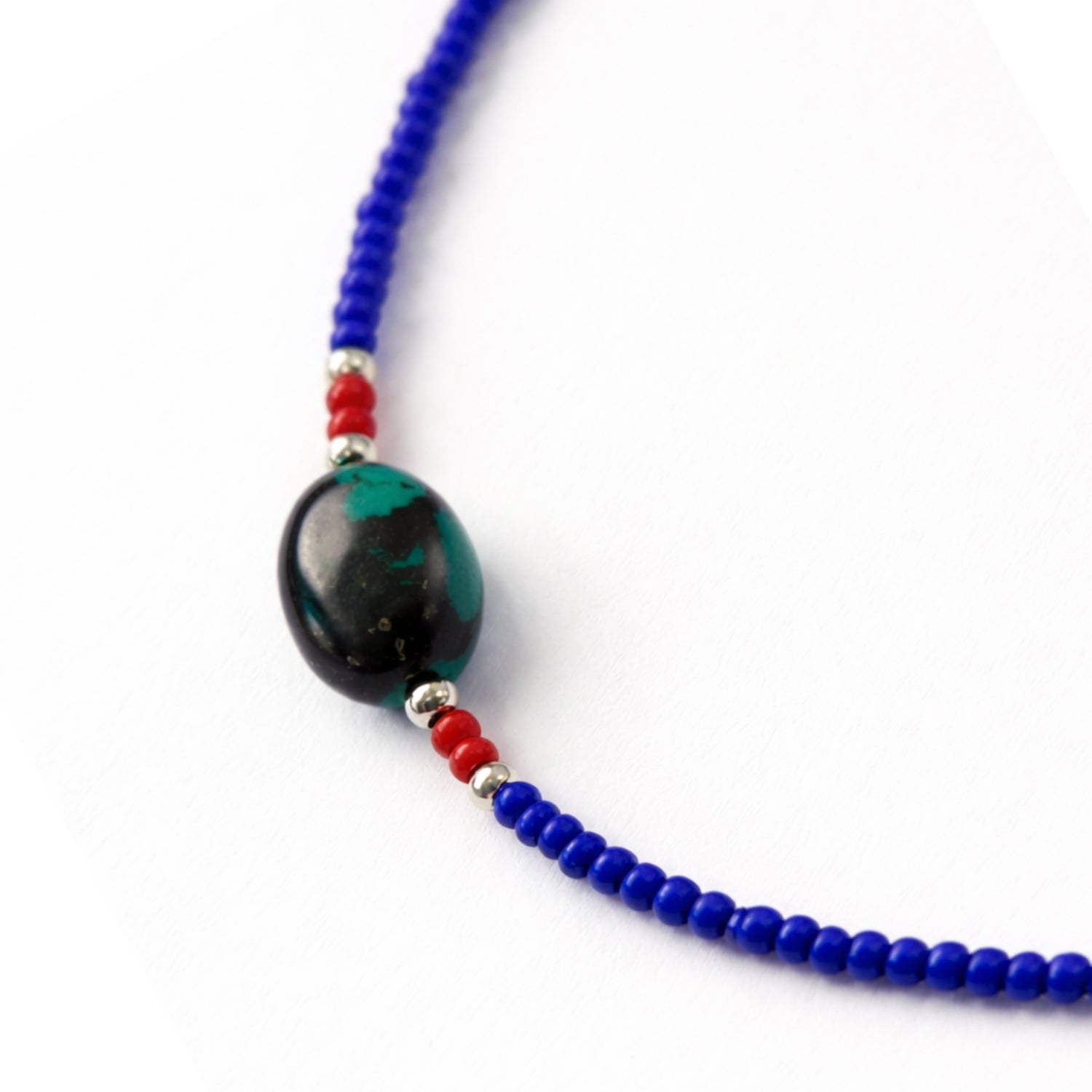 Collier Lapis-Lazuli 3 Perles – Pakistan – Chaîne Acier Inox – Neuf (A Bijoux)