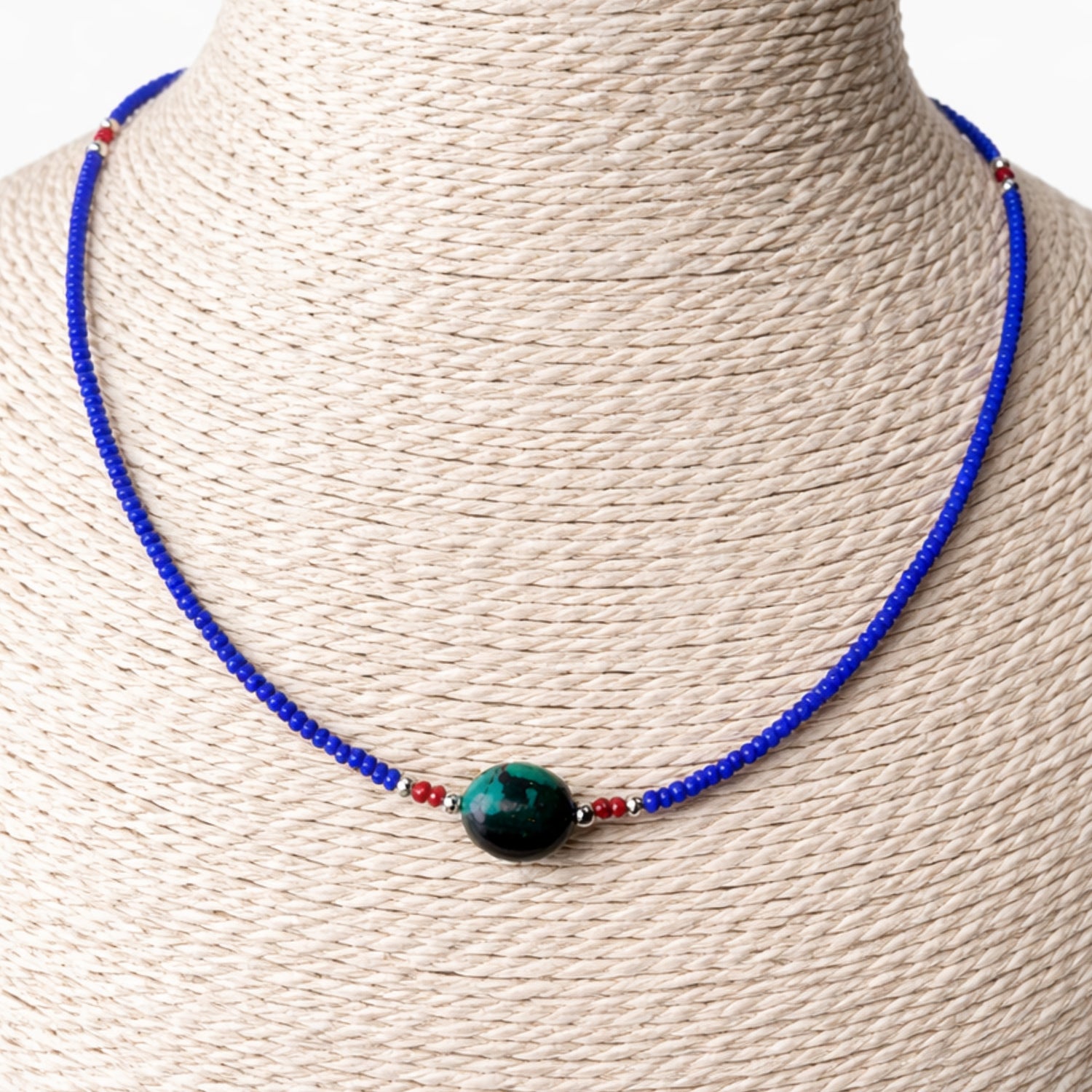 Bijoux Ethniques indiens collier laiton plaqué argent 925 et pierres
