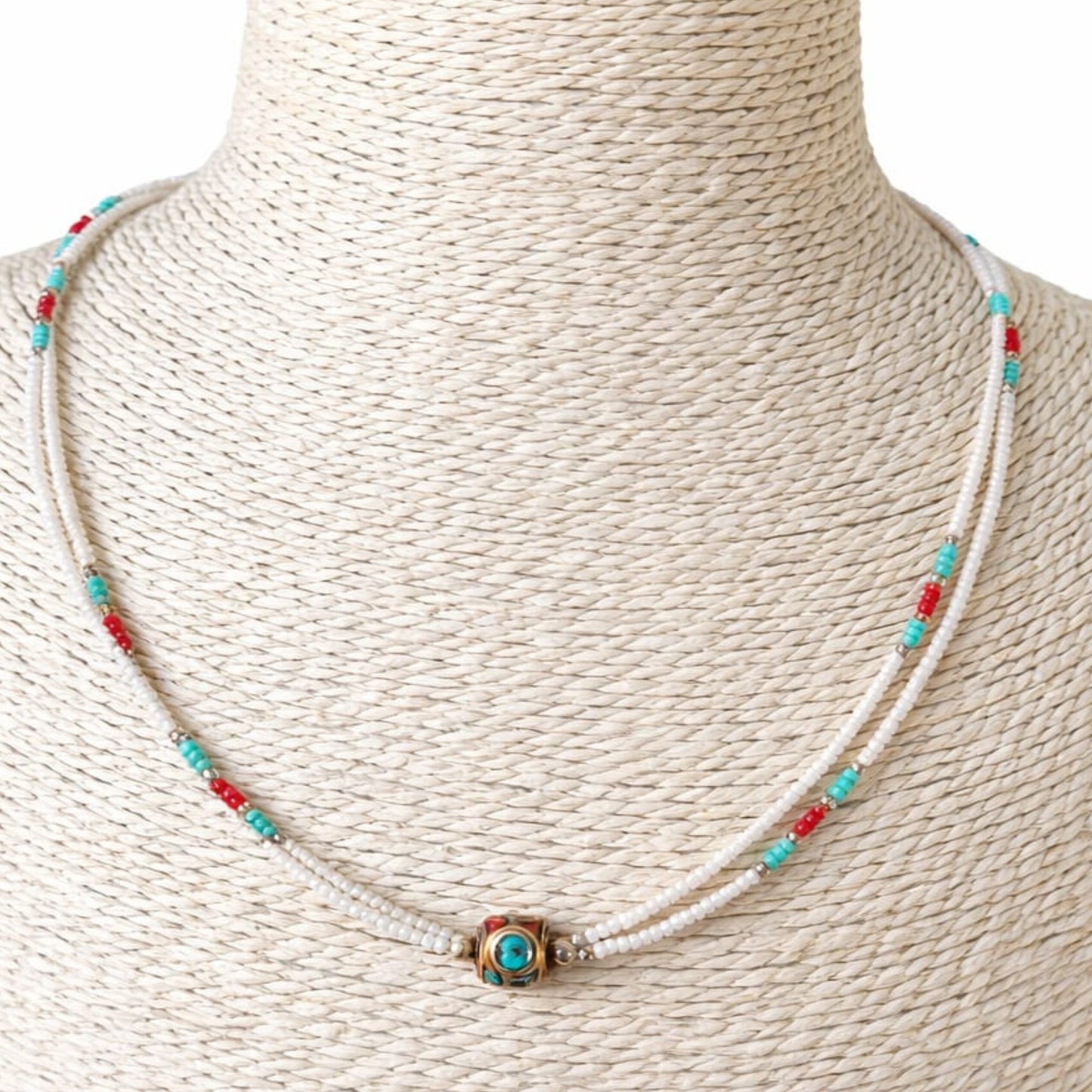 Collier népalais en perles extra-fines - 2 rangées - Plusieurs variantes