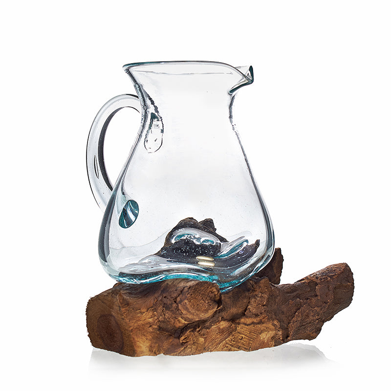Vase en verre soufflé sur racine - Carafe d'eau