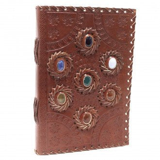 Carnet en cuir avec pierres (plusieurs modèles) - Feuilles avec lignes