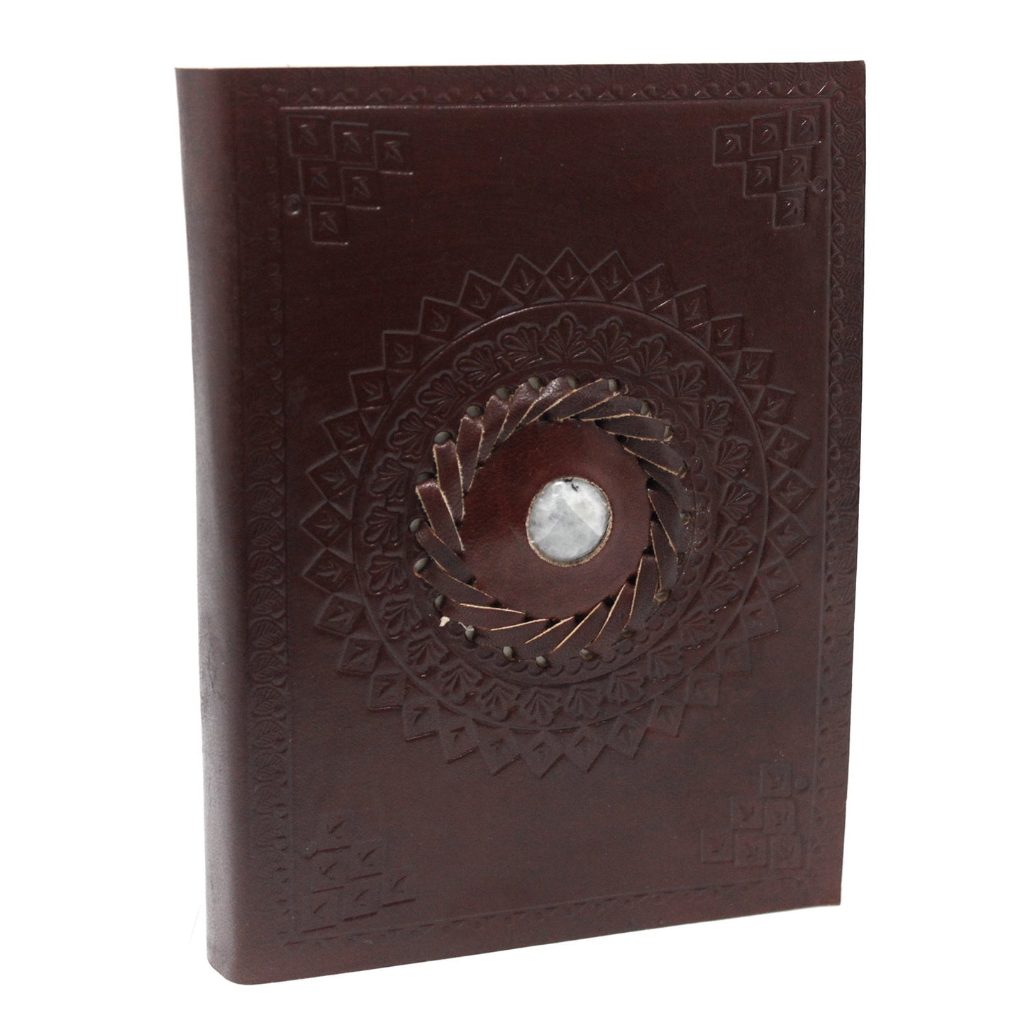 Carnet en cuir avec pierres (plusieurs modèles) - Feuilles avec lignes