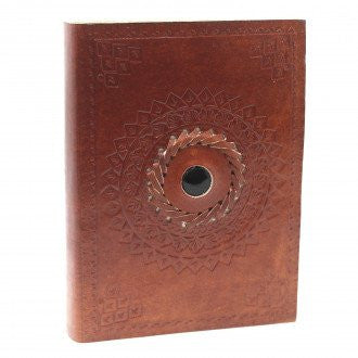 Carnet en cuir avec pierres (plusieurs modèles) - Feuilles avec lignes