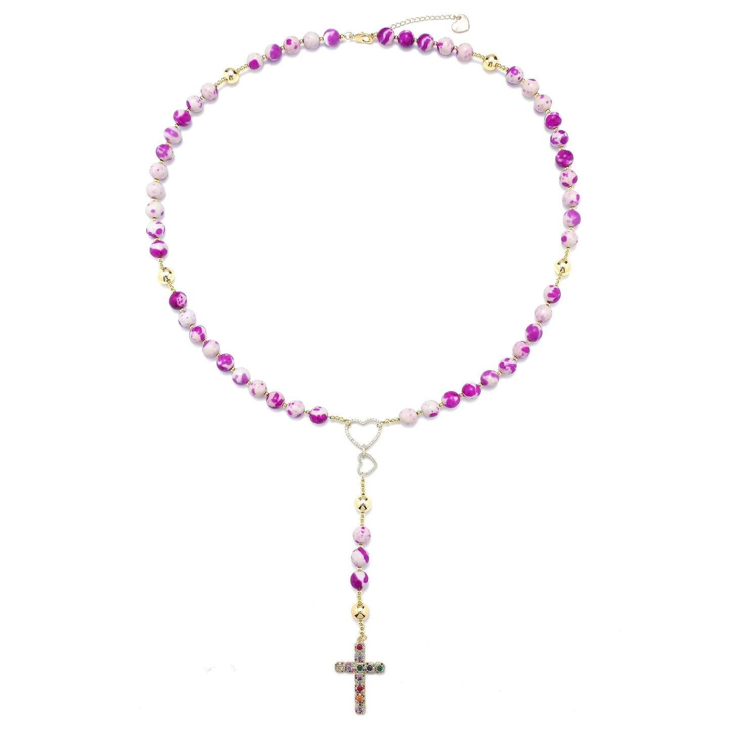 Collier chapelet en perles - Violet