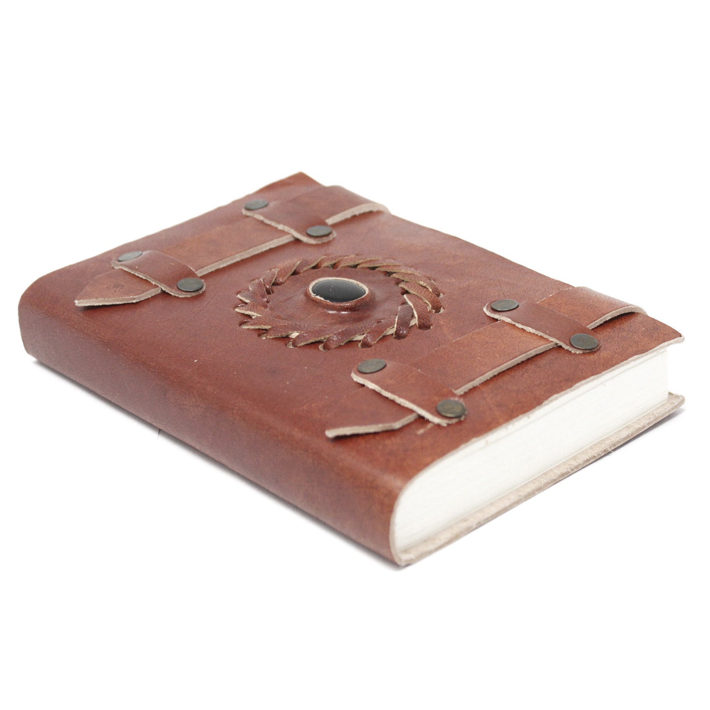 Carnet en cuir avec pierres (plusieurs modèles) - Feuilles avec lignes