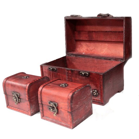 Set de 3 coffres Classiques - Bois rouge antique