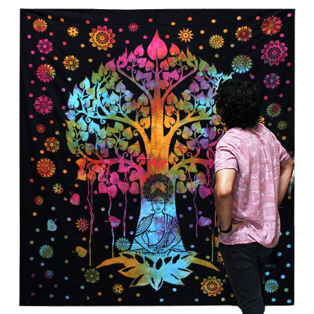 Couvre-lit ou Tenture murale en coton - Arbre Bodhi (2 tailles)