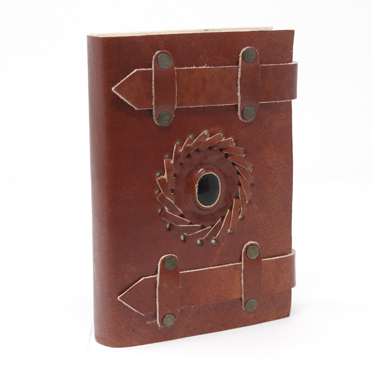 Carnet en cuir avec pierres (plusieurs modèles) - Feuilles avec lignes