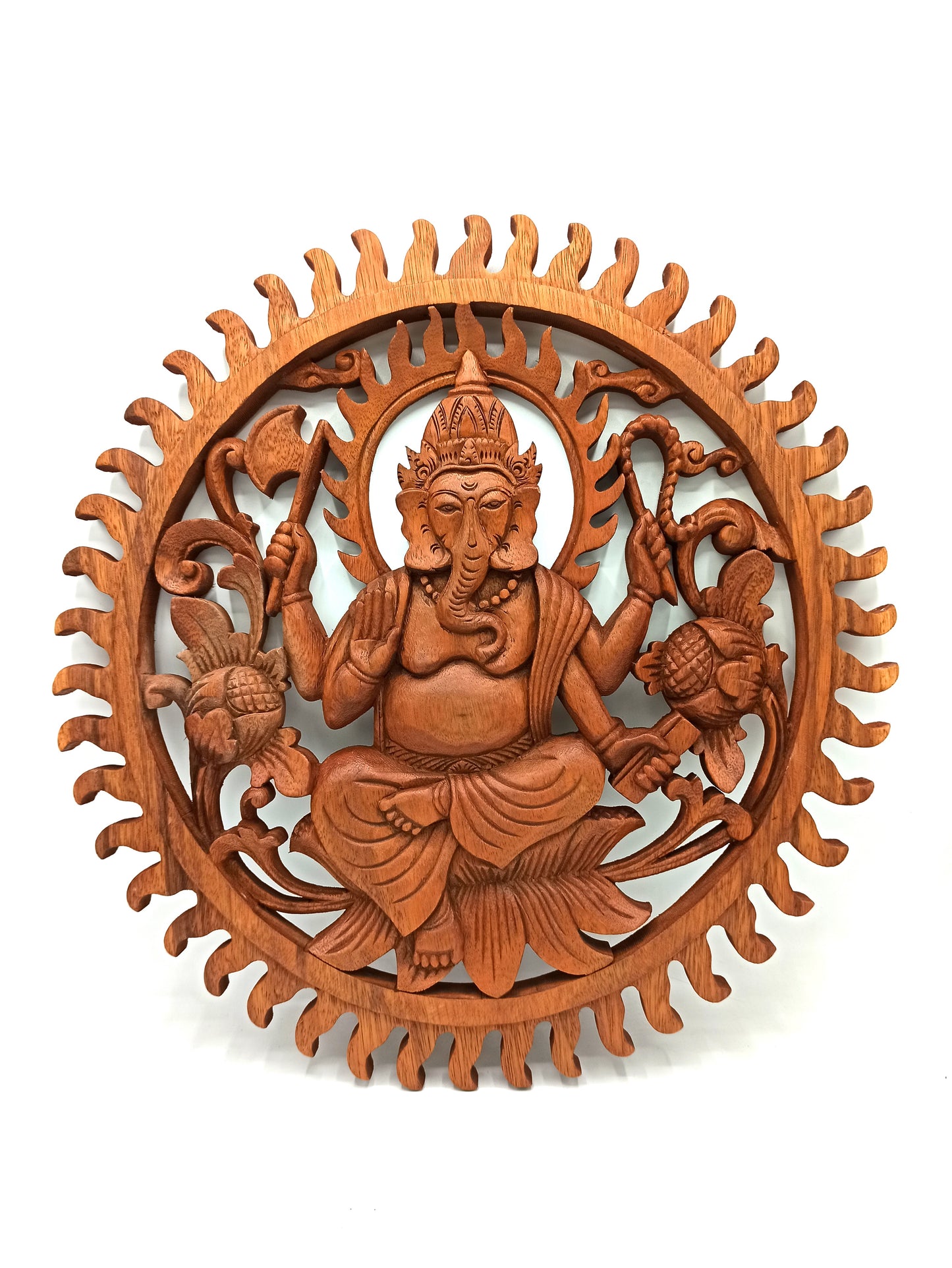 Panneau décoratif en bois sculpté balinais - Ganesh (40 cm)