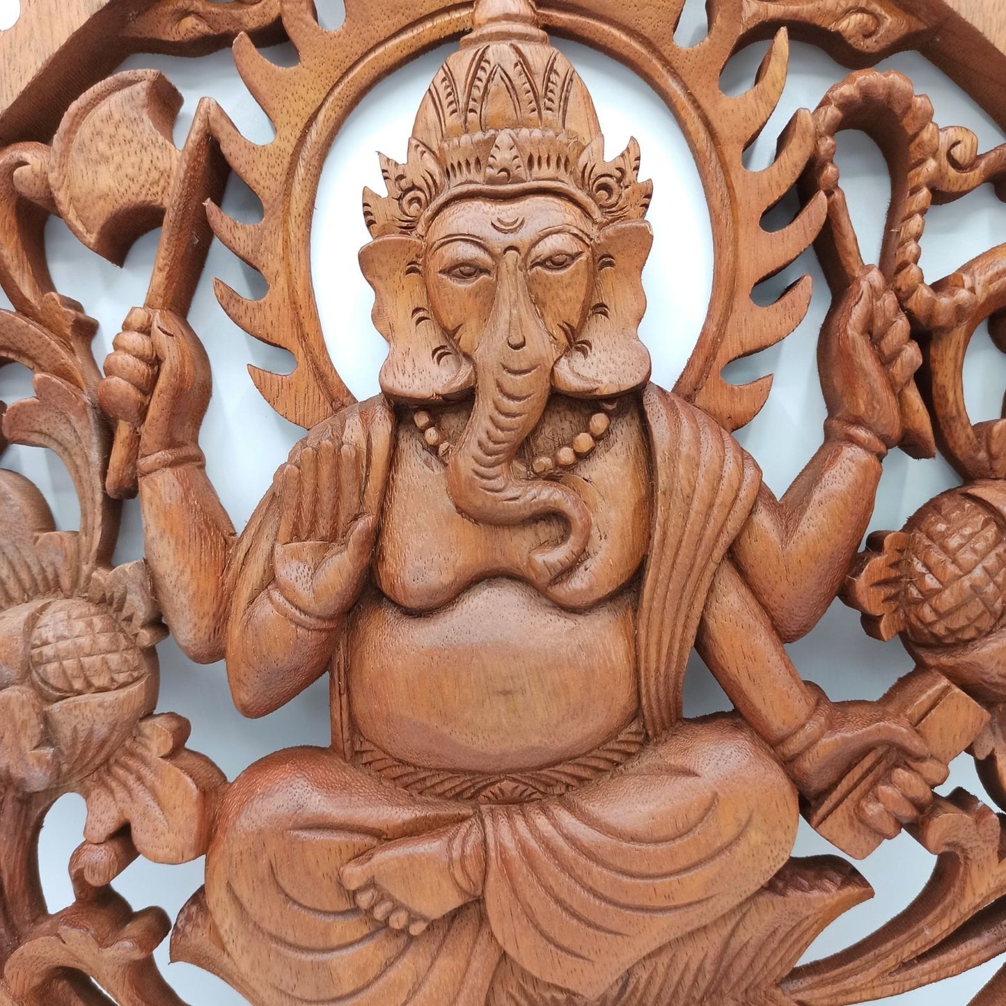 Panneau décoratif en bois sculpté balinais - Ganesh (40 cm)