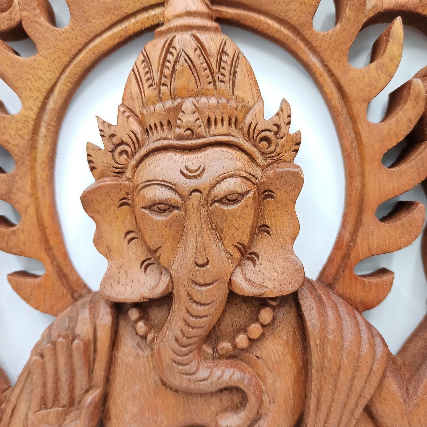 Panneau décoratif en bois sculpté balinais - Ganesh (40 cm)