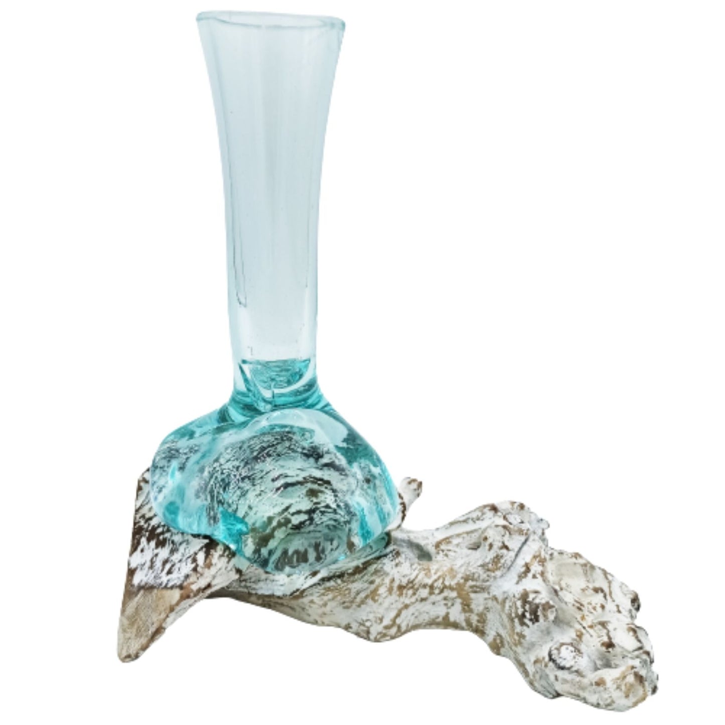 Vase en verre fondu sur racine