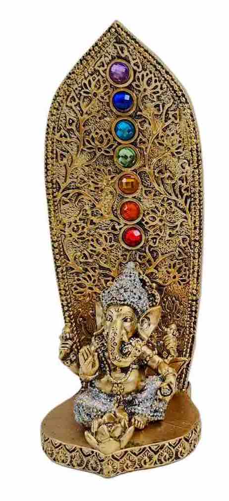 Porte-Encens Ganesh aux 7 chakras – Doré ou Argenté