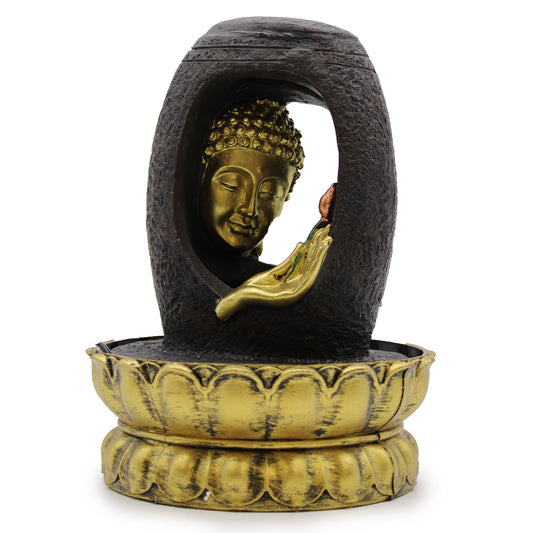Fontaine de table Feng shui - Bouddha doré & vitarka mudra - 30 cm