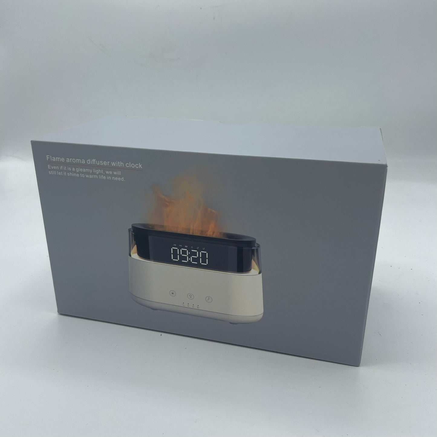 Diffuseur d'arômes moderne - Horloge LED - USB-C - Effet flamme