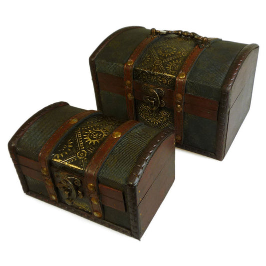 Boîte style colonial - Set de 2 - Imp. Métallique (18 x 10,5 x 11 cm)