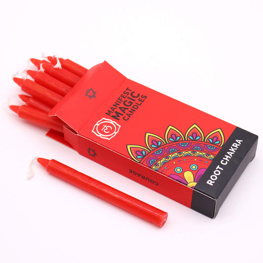 Bougies magiques manifestes – Rouge - Chakra Racine (pack de 12)
