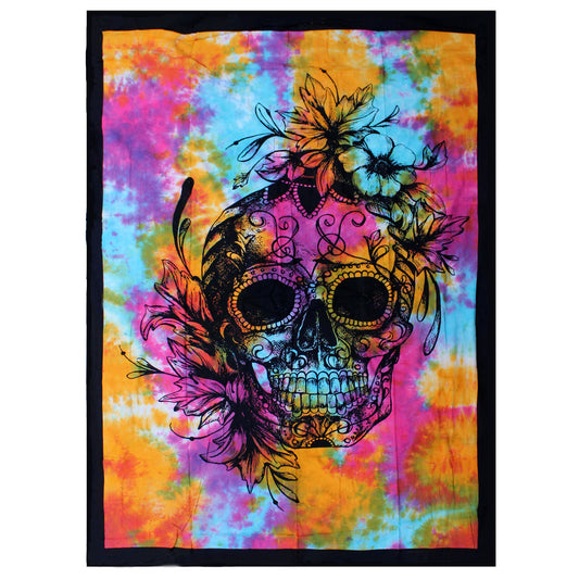 Couvre-lit ou Tenture murale en coton - Crâne Tête de Mort (2 tailles)