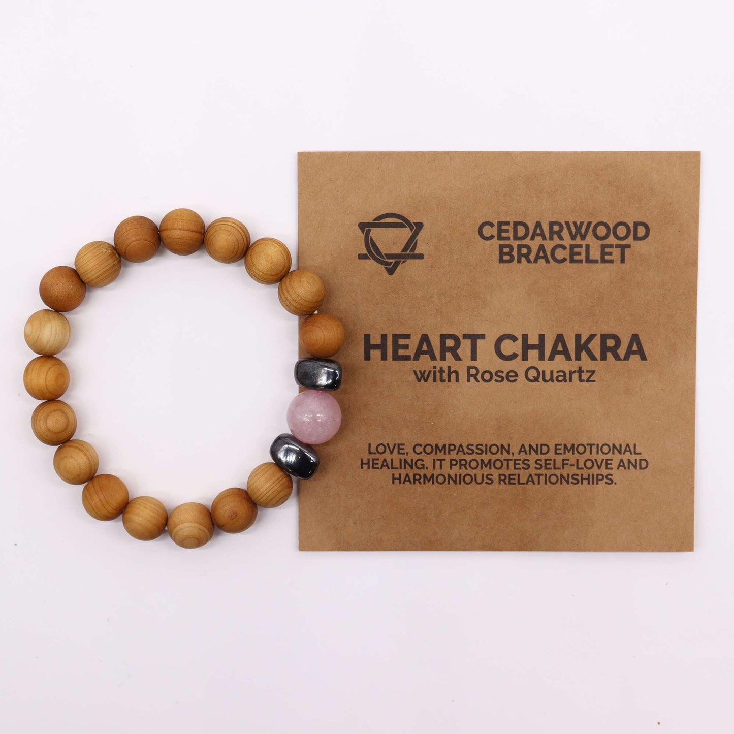 Bracelet en Bois de cèdre et Quartz rose pour homme