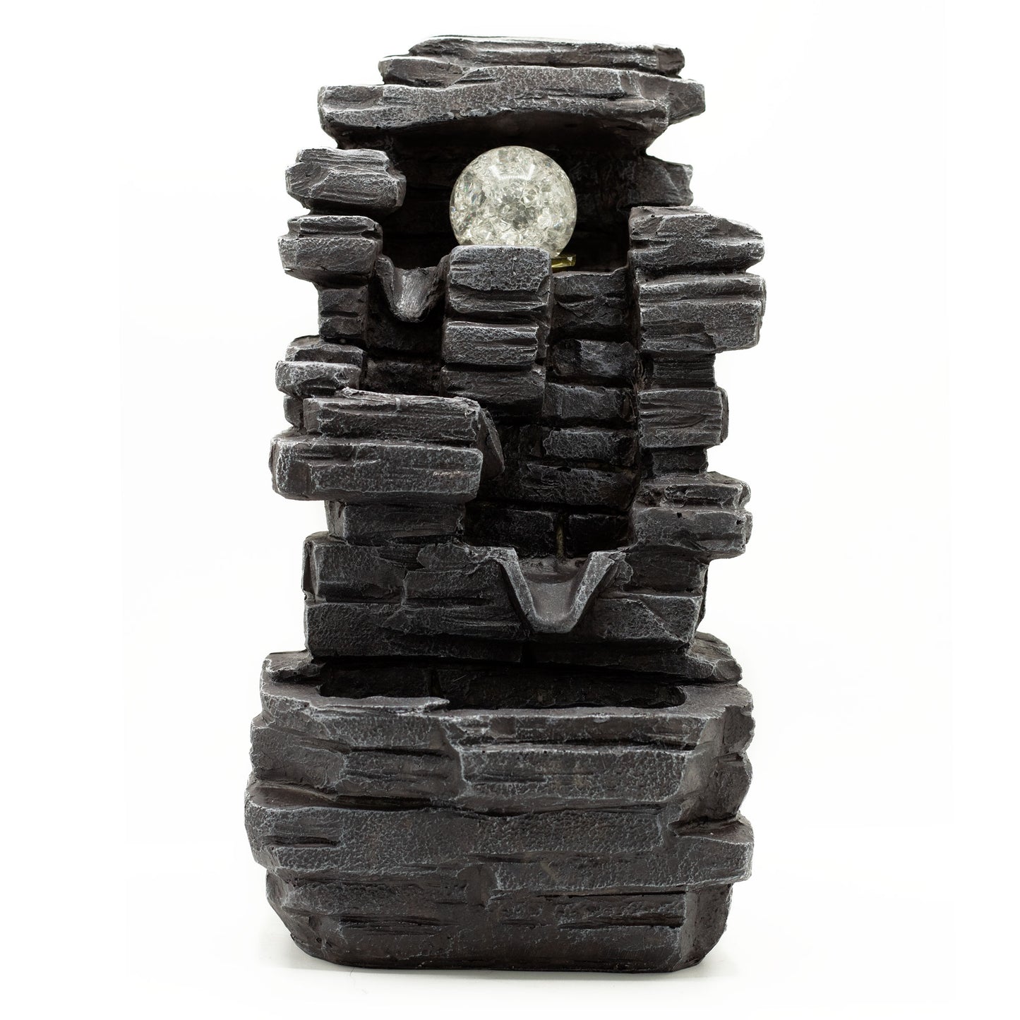 Fontaine de table Feng shui - Formation de roches & boule de cristal - 35 cm